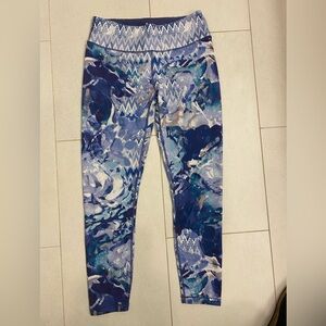 Prana Blue Patterned Leggings women’s size small